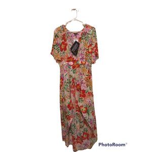 Iman Global Chic Collection Duster Cardigan Medium NEW Floral Print Empire Waist